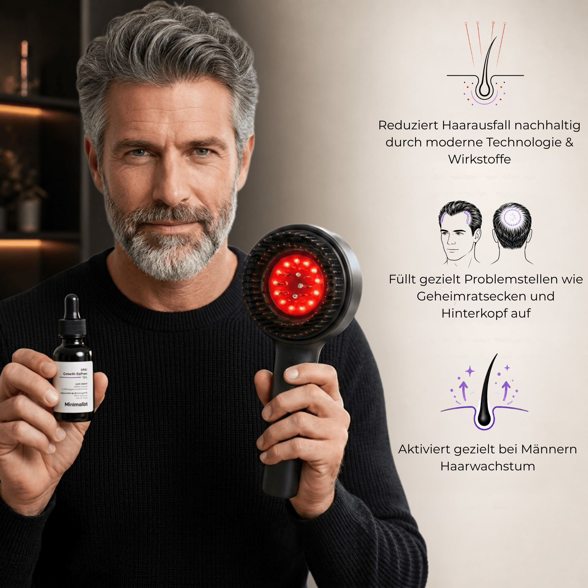 Teluni™ ScalpComb & Minimalist Serum FÜR MÄNNER - Teluni